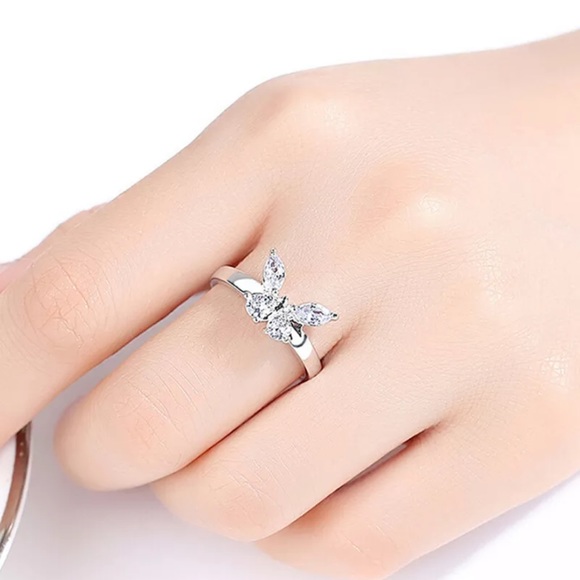 Fashion Butterfly 925 Silver Rings White Sapphire - Picture 3 of 3